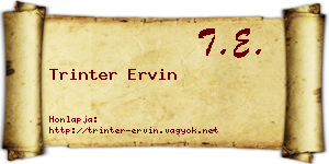 Trinter Ervin névjegykártya